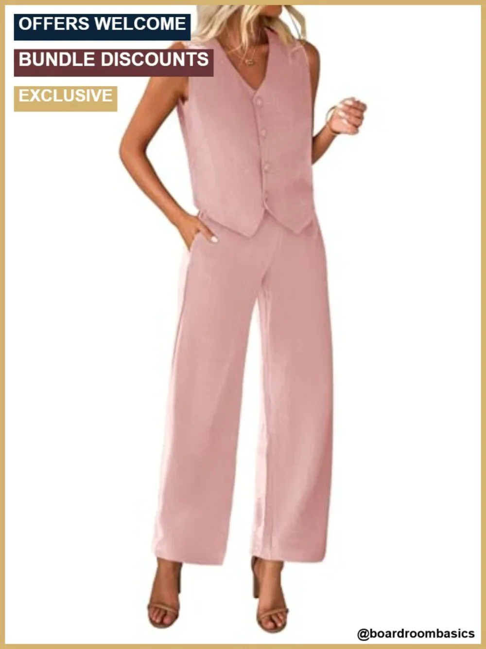 Women's 2 Piece Vest & Wide Leg Pants Suit Set Business Casual Office Outfit